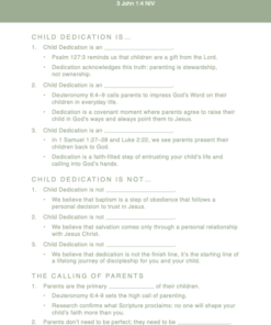 HK Parent/Child Dedication: In Service Notes (Packs of 50)